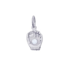 Rembrandt Sterling Silver Baseball Glove with Pearl Charm – Add to a bracelet or necklace/