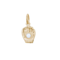 Rembrandt 10K Yellow Gold Baseball Glove with Pearl Charm – Add to a bracelet or necklace/