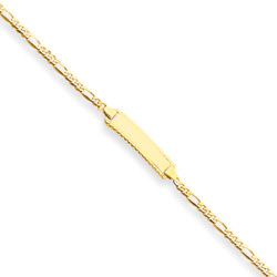 Personalized Child ID Bracelet - 14K Yellow Gold - Figaro Link - Size 6