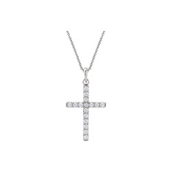 Girls Diamond Cross Pendant Necklace - 1/4 ct. tw. - 14K White Gold - 16