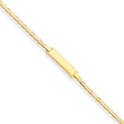 Elegant Heirloom Girls 14K Yellow Gold Personalized Kids ID Bracelet - Anchor Link - Size 6