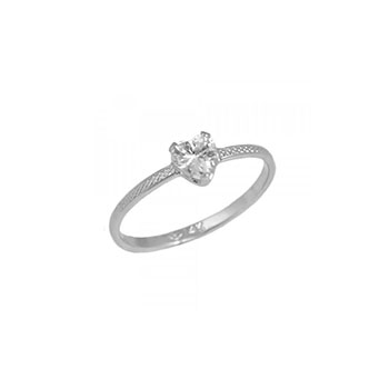 Beautiful Girl's Heart Birthstone Ring - April Birthstone - Cubic Zirconia (CZ) - 14K White Gold - Size 3½ Child Ring - BEST SELLER 