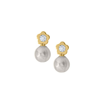 Princess Pearl Earrings for Girls - Freshwater Cultured Pearls - 14K Yellow Gold Screw Back Earrings for Girls - BEST SELLER