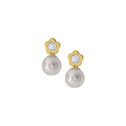 Princess Pearl Earrings for Girls - Freshwater Cultured Pearls - 14K Yellow Gold Screw Back Earrings for Girls - BEST SELLER/