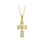 Christening / Baptism Favorite - Cubic Zirconia (CZ) Cross Christening / Baptism Necklace - 14K Yellow Gold  - 15
