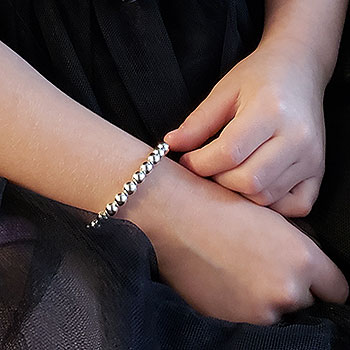 Little Girl Custom Silver Beads Bracelet