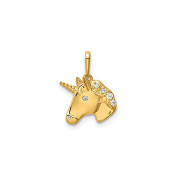 Unicorn Pendant Necklace for Girls - 14K Yellow Gold - CZ - Chain Included - BEST SELLER