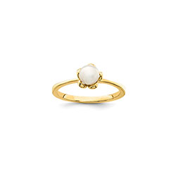 Beautiful Pearl Ring for Girls  - Freshwater Cultured Pearl - 14K Yellow Gold - Size 4 - BEST SELLER/