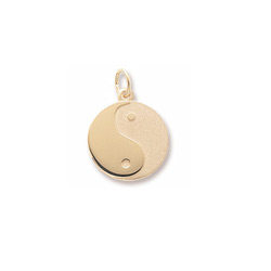 Yin (Female) Yang (Male) - Large Round Charm 10K Yellow Gold – Engravable on the Back - Add to a bracelet or necklace/