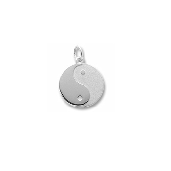 Yin (Female) Yang (Male) - Large Round Sterling Silver Rembrandt Charm - Engravable on back - Add to a bracelet or necklace