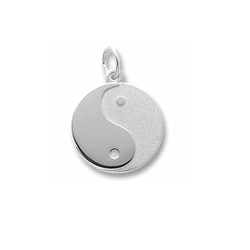 Yin (Female) Yang (Male) - Large Round Sterling Silver Rembrandt Charm - Engravable on back - Add to a bracelet or necklace/