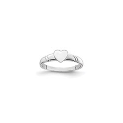 Engravable Signet Heart Baby Ring - 14K White Gold - Size 4/