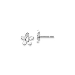 Exquisite Diamond Flower Earrings for Girls - 14K White Gold/