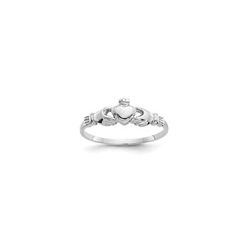 Claddagh Baby Ring - 14K White Gold - Size 4
