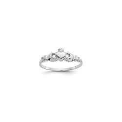 Claddagh Baby Ring - 14K White Gold - Size 4/