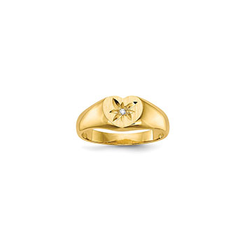 Heart Diamond Baby Ring - 14K Yellow Gold - Size 1