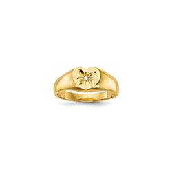 Heart Diamond Baby Ring - 14K Yellow Gold - Size 1/