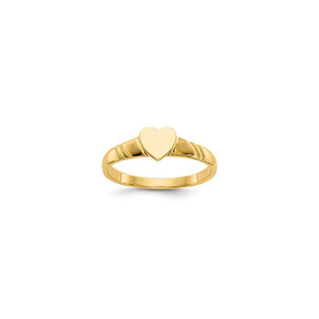 Engravable Signet Heart Baby Ring - 14K Yellow Gold - Size 1