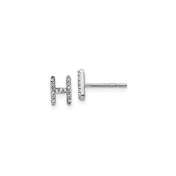 Child's Diamond Initial H Earrings - 14K White Gold