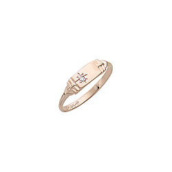 Classic 14K Yellow Gold Children's Diamond Engravable Signet Ring - Size 4/