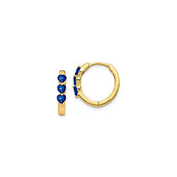 Beautiful Lab-Created Blue Sapphire 14K Yellow Gold Huggie Hoop Earrings for Girls/