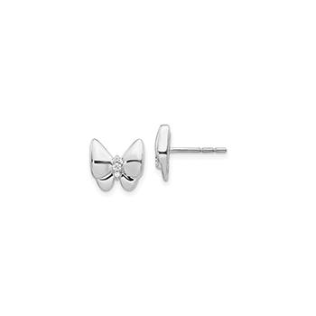 Exquisite Diamond Butterfly Earrings for Girls - 14K White Gold