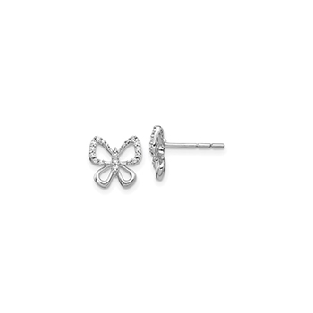Exquisite Multi-Diamond Butterfly Earrings for Girls - 14K White Gold