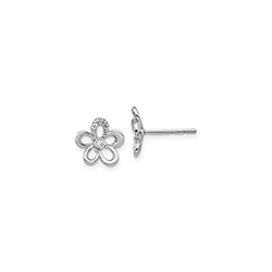 Exquisite Multi-Diamond Flower Earrings for Girls - 14K White Gold/