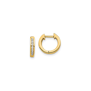 Fine Diamond Huggie Hoop Earrings for Baby - 14K Yellow Gold