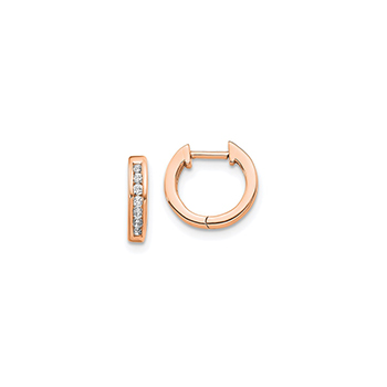 Fine Diamond Huggie Hoop Earrings for Baby - 14K Rose Gold