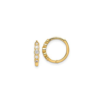 Beautiful CZ Huggie Hoop Earrings for Baby - 14K Yellow Gold