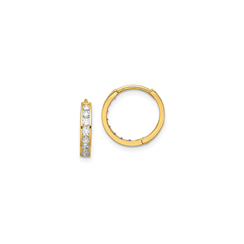 Classic CZ Huggie Hoop Earrings for Baby - 14K Yellow Gold