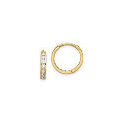 Classic CZ Huggie Hoop Earrings for Baby - 14K Yellow Gold/