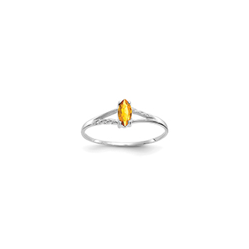 November Citrine Birthstone Ring for Girls - 14K White Gold - Size 4