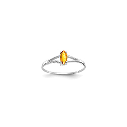November Citrine Birthstone Ring for Girls - 14K White Gold - Size 4/