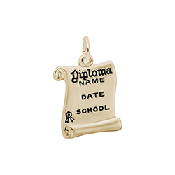 Keepsake Graduation Gift - School Opened Diploma Charm - 10K Yellow Gold/