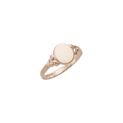 Because I Love You - Oval 14K Yellow Gold Girls Engravable Signet Ring - Size 5 Child Ring - BEST SELLER/