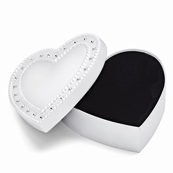 Gorgeous Penelope - Engravable Crystal Heart Silver-Plated Jewelry Box