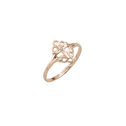 In Faith and Love - 14K Yellow Gold Girls Diamond Cross Ring - Size 4 Child Ring - BEST SELLER/