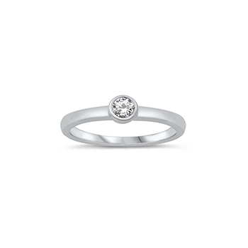 Luna Birthstone Baby Ring - Sterling Silver Rhodium - Diamond CZ - Size 1