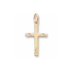 Rembrandt 10K Yellow Gold Diamond-Cut Medium Cross Charm – Add to a bracelet or necklace/