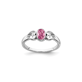Genuine Pink Tourmaline Cross Heart Ring