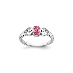 Genuine Pink Tourmaline Cross Heart Ring/