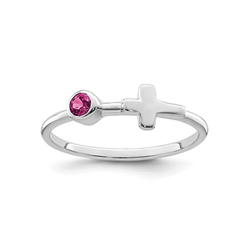 Genuine Pink Tourmaline Cross Ring