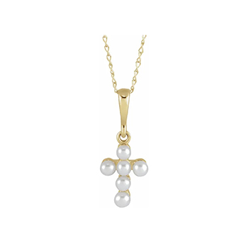 Pearl Baby Cross Necklace for Baptism / Christening