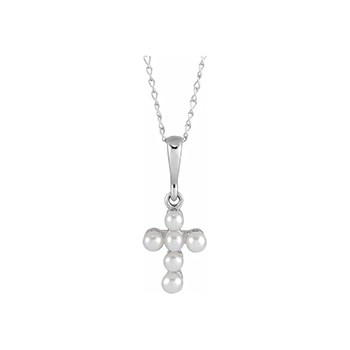 Pearl Baby Cross Necklace for Baptism / Christening