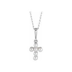 Pearl Baby Cross Necklace for Baptism / Christening/