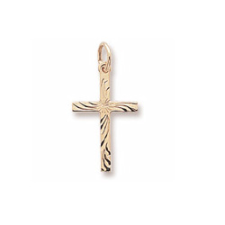 Intricate Christian Cross - Medium Charm/Pendant 10K Yellow Gold - Add to a bracelet or necklace/