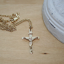 Boys Crucifix Cross Pendant - 14K Yellow/
