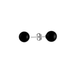 Elegant 7mm Black Onyx 14K White Gold Earrings/